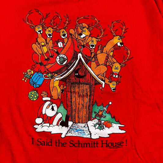 Christmas Funny Reindeer 80s VTG T Shirt Hall Garments Joke Lol Holidays Santa