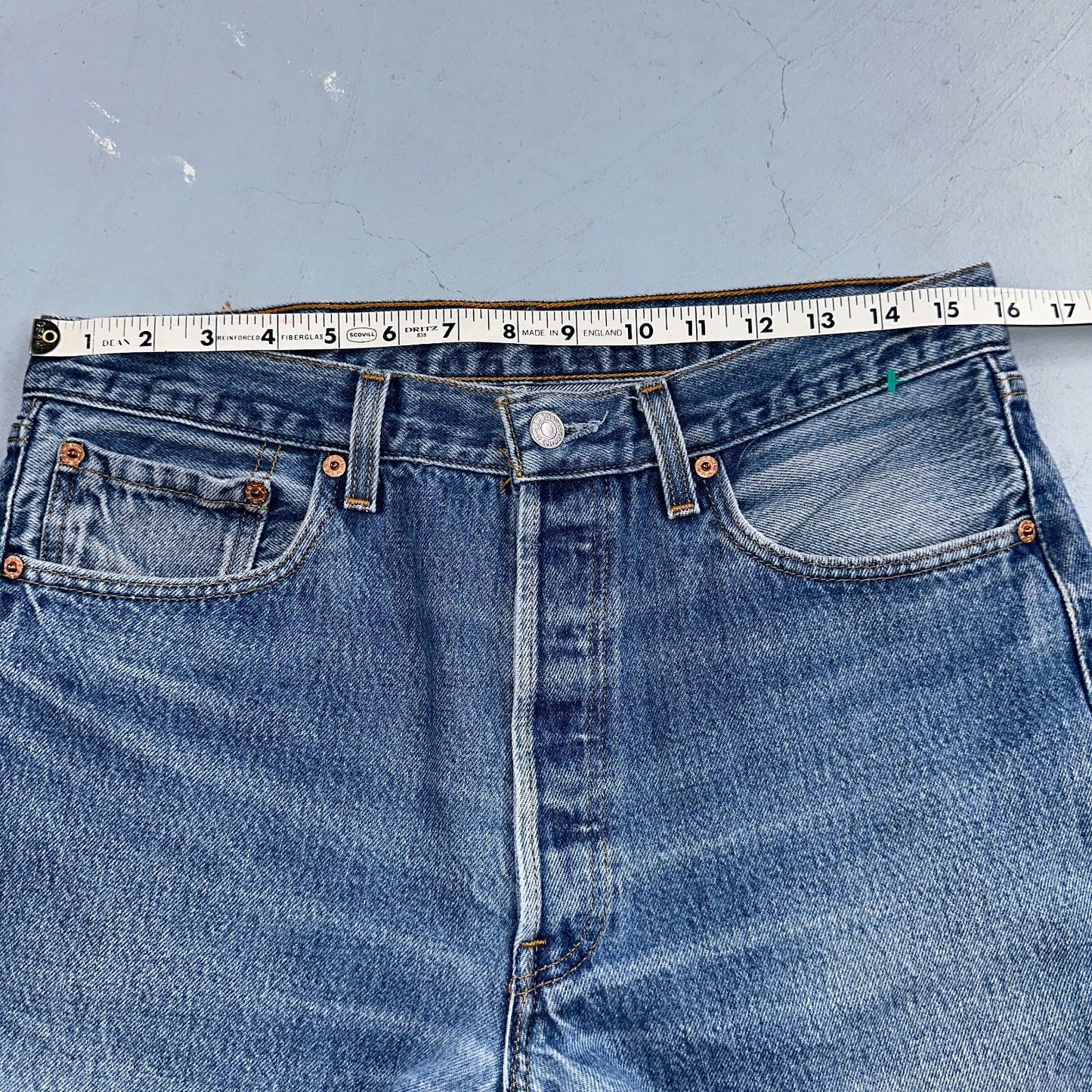 Levis 501 Vintage 90s USA XX Straight Leg Jeans Blue Light Wash 34x36 Act 32x30