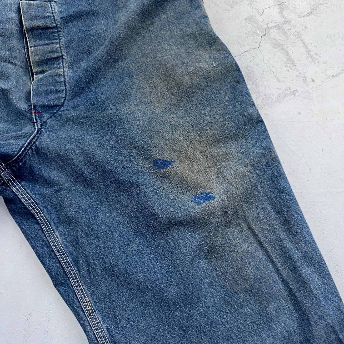 Dickies Vintage 70s Denim Bib Overalls 44x32 Carpenter Indigo Blue Workwear USED