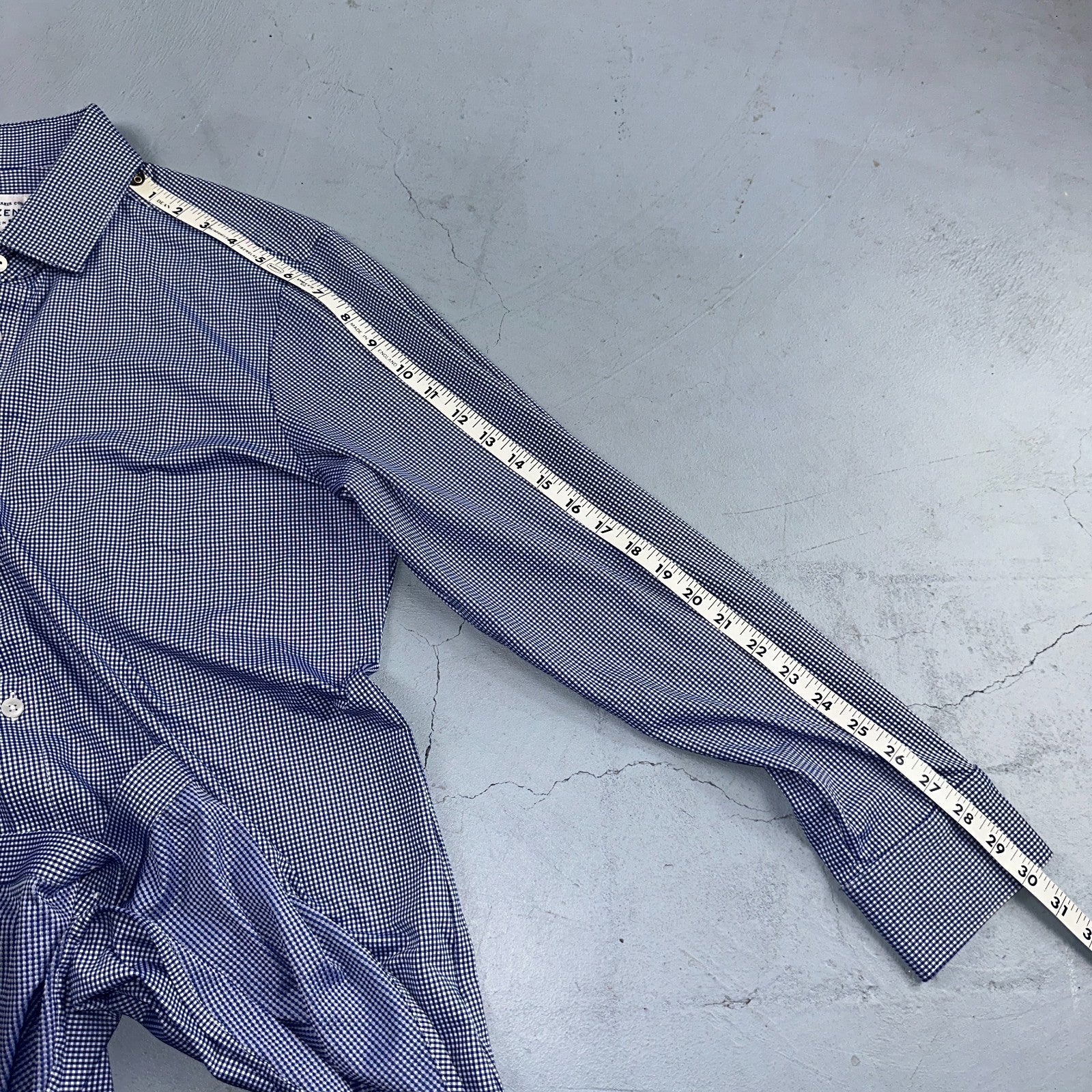 Mizzen Main Spinnaker Collection Shirt Mens L Trim Fit Navy Gingham Performance