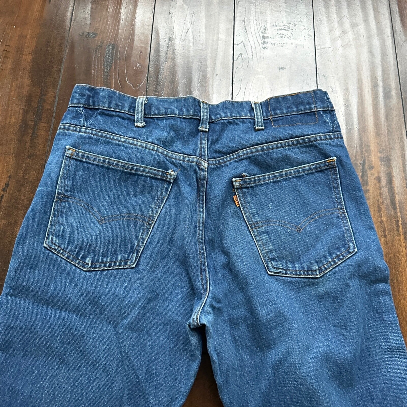 Vintage 80s Levis 646 Boot Flare Orange Tab 36x36 USA Blue Jeans 501 Act 33x34