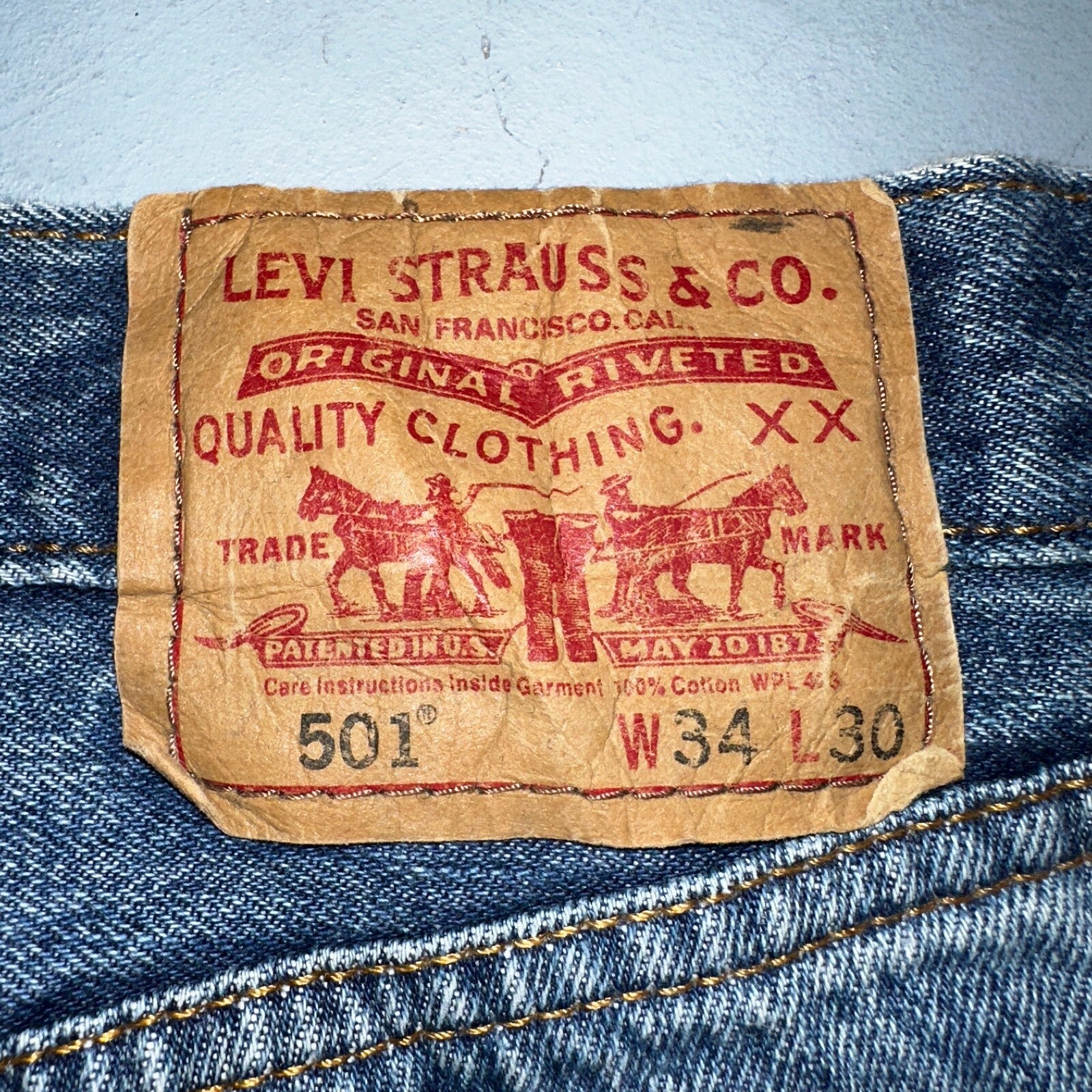 Levis 501 Vintage Y2K XX Straight Leg Jeans Blue Med Wash 34x30 Act 34x29