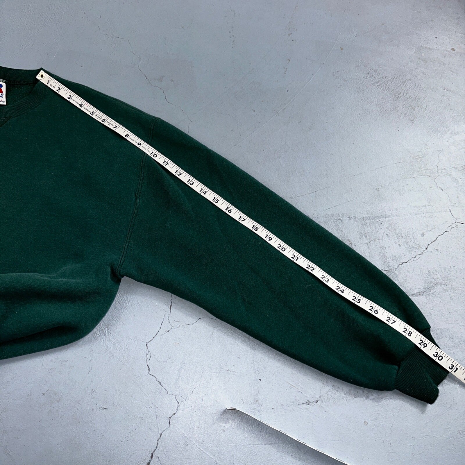 Russell Athletic USA L Sweatshirt 90s VTG Crewneck Green Basic Blank Essential