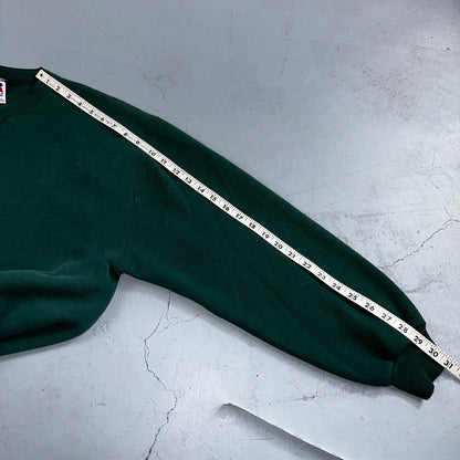 Russell Athletic USA L Sweatshirt 90s VTG Crewneck Green Basic Blank Essential