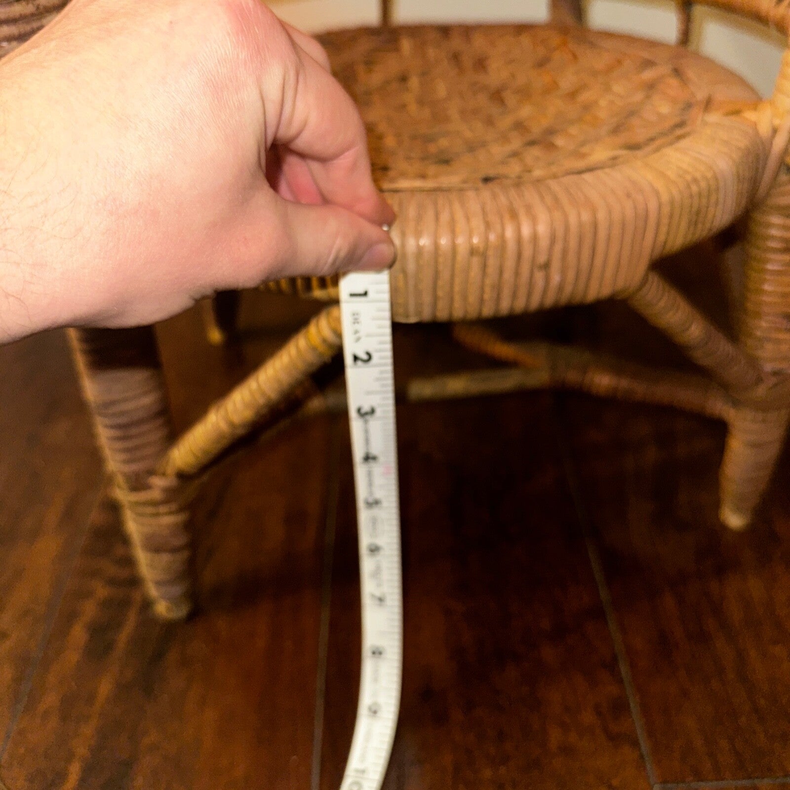 VTG 70s Cane Rattan Wicker Ceylon Natural Cane Seat Kids Chair 1970s Cat Cute