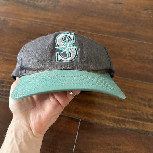Seattle Mariners  Hat Cap One Size Adjustable Cotton Blend Embroidered Logo 90s