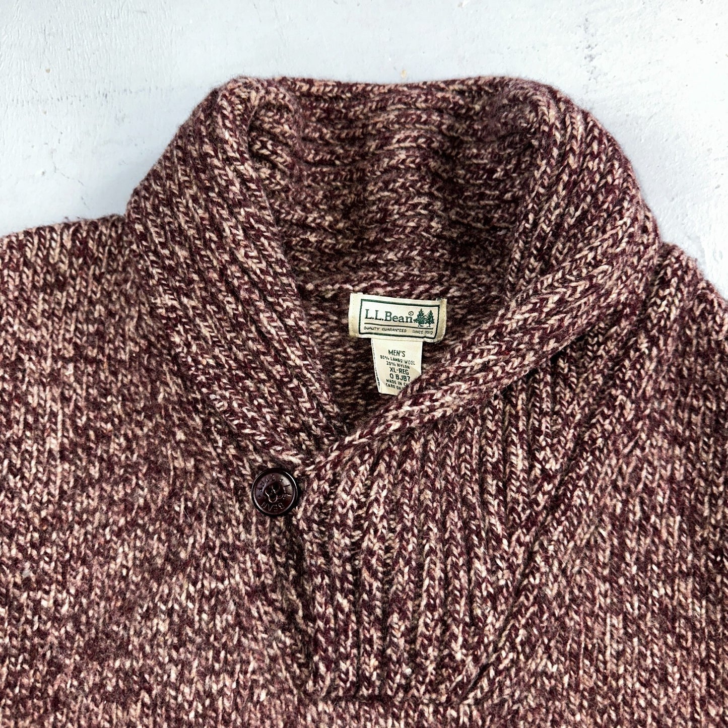 Vintage LL Bean Shawl Collar Pullover Sweater Lambswool Blend Red Men’s XL
