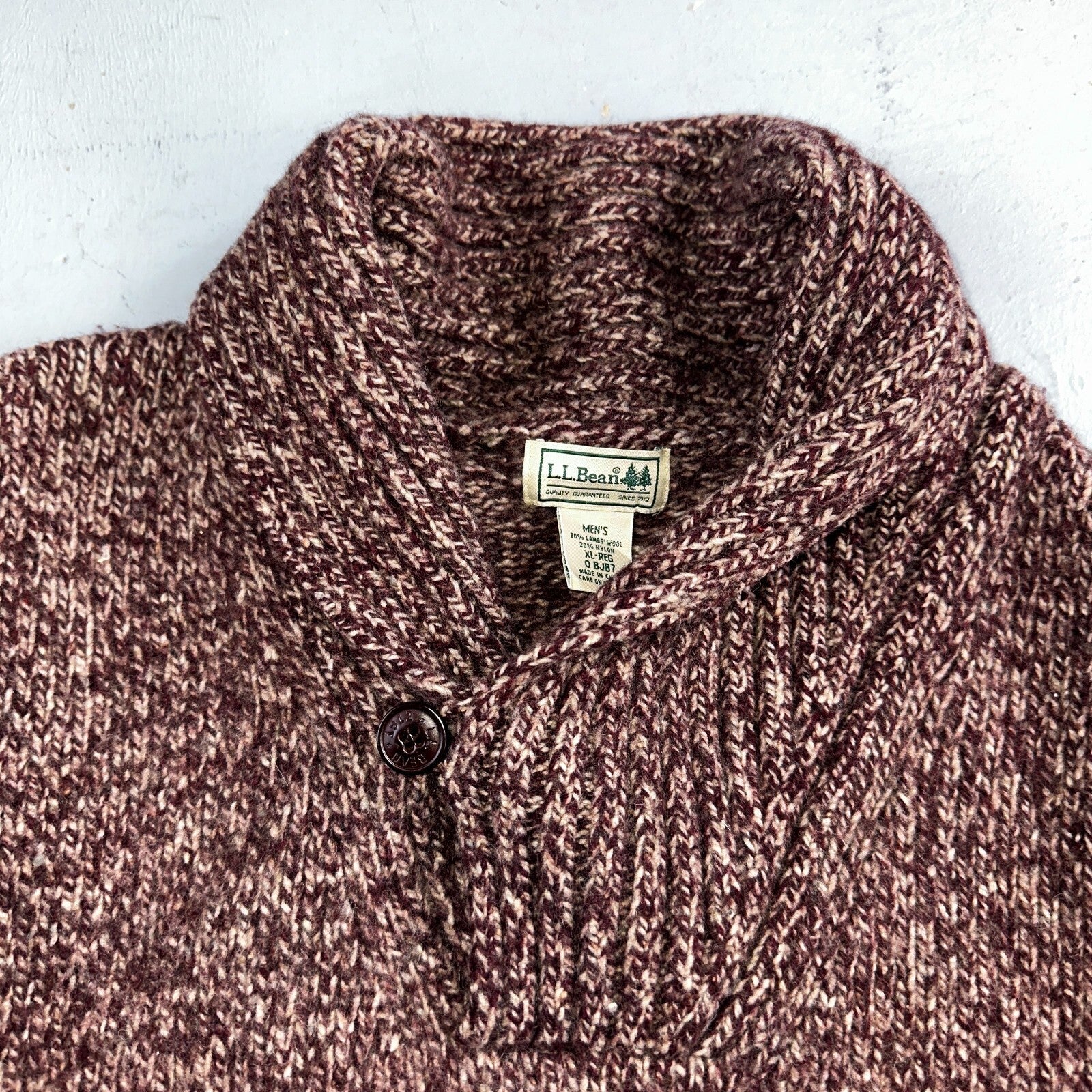 Vintage LL Bean Shawl Collar Pullover Sweater Lambswool Blend Red Men’s XL