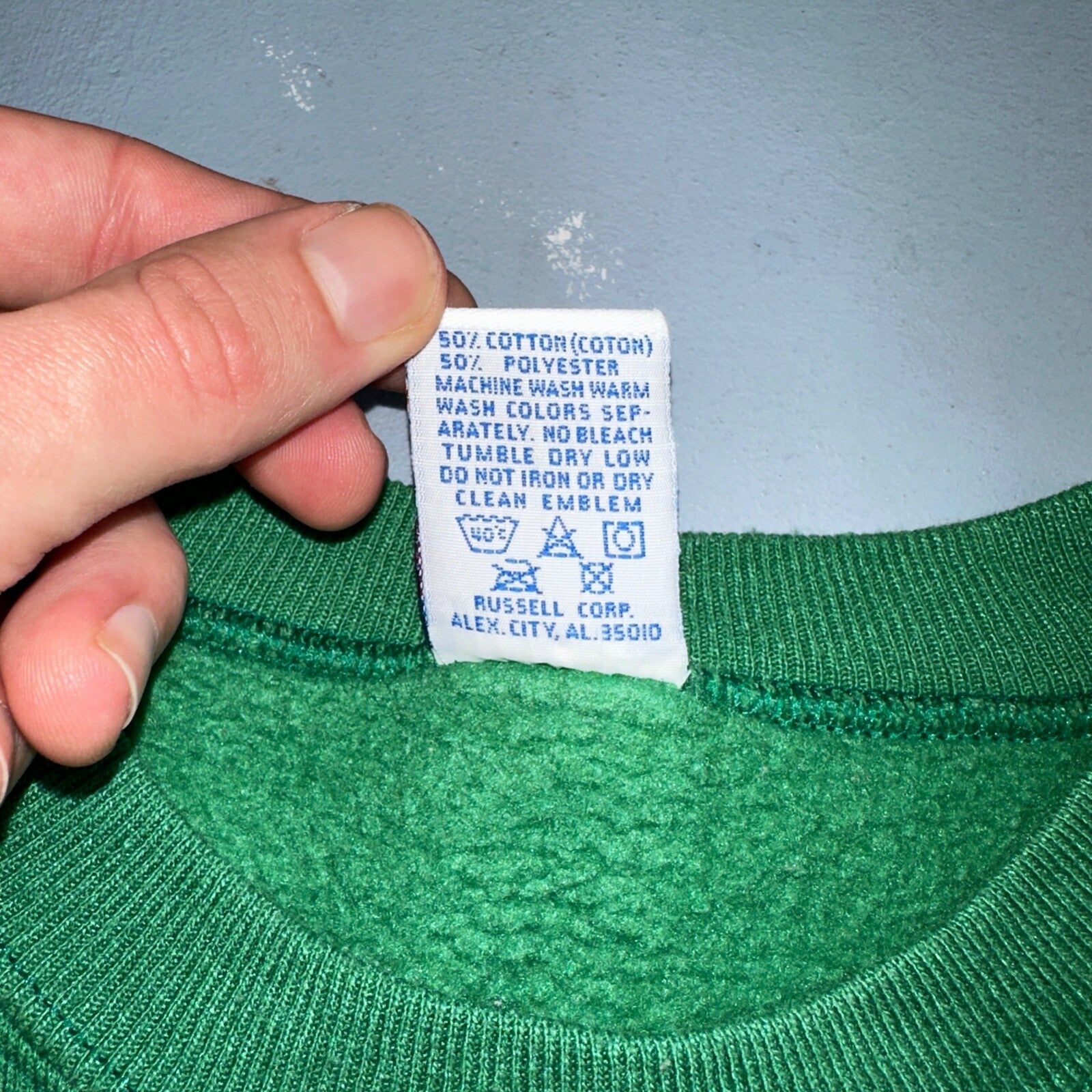 Russell Athletic Sweatshirt L Alpha Gam VTG Crewneck Green 90s USA College Uni