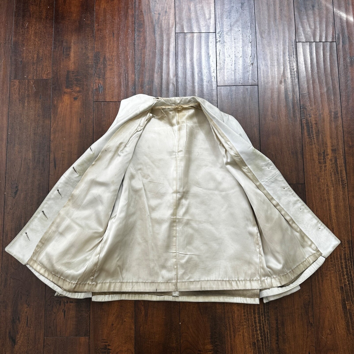 VTG White Leather Western Rancher Jacket 1960s Rockabilly Unisex 60s 50s Button