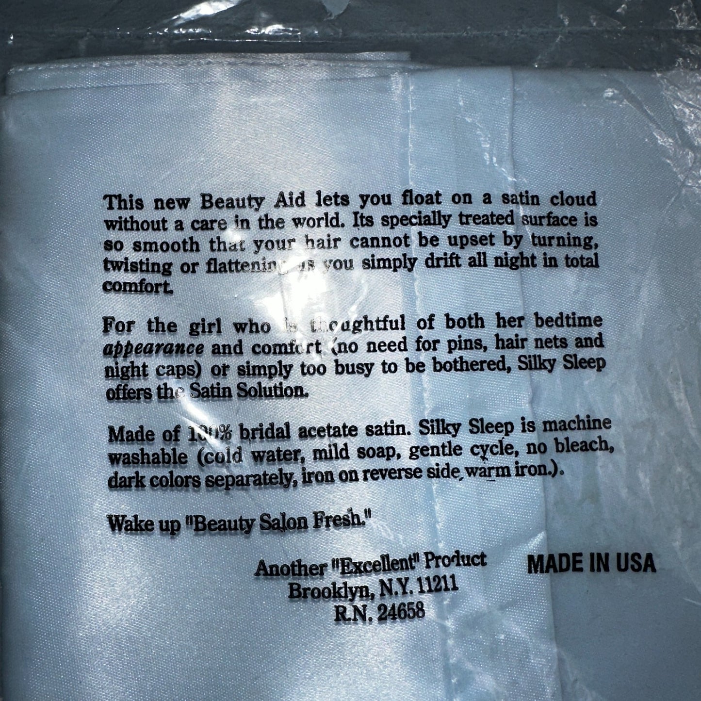 Vintage Silky Sleep Bridal Satin Blue Pillow Case Queen Sz 21x31 Bedding USA