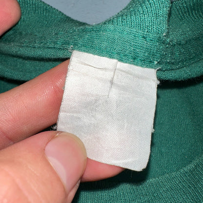 Blank 90s Fruit Of The Loom Pocket VTG T Shirt Y2K Green Selvedge Worn Thrashed
