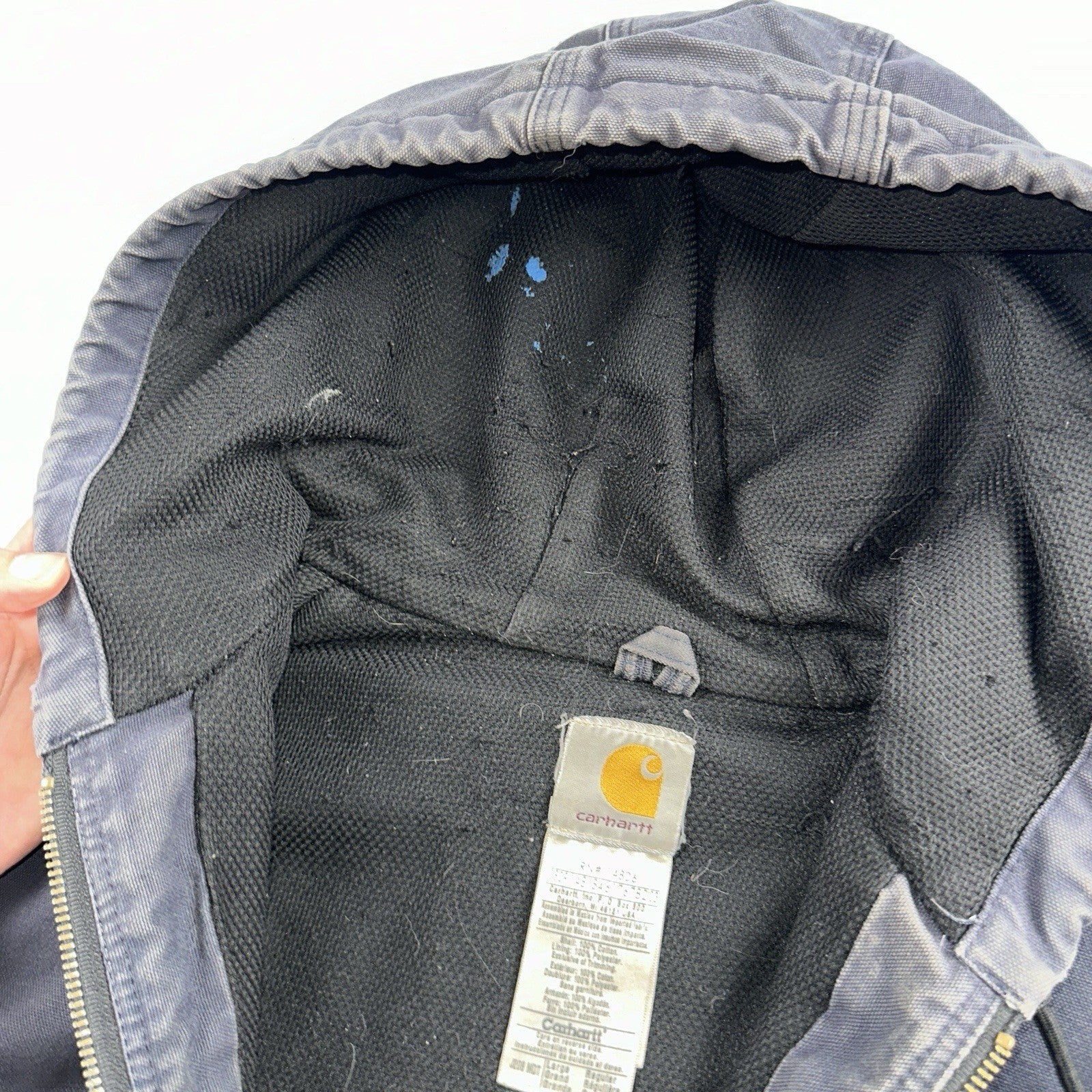 Carhartt Jacket VTG Mens Large Purple Hooded Distressed Bomber J208 MDT Thrashed
