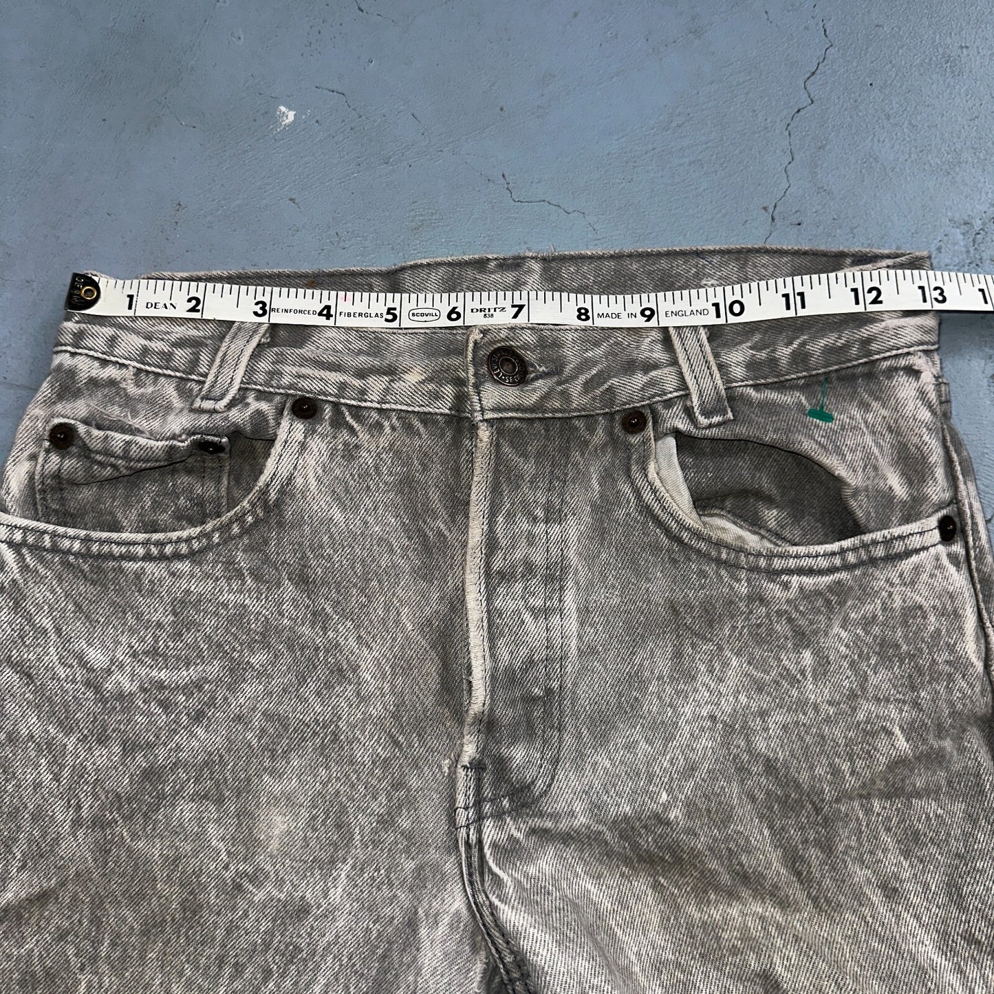 Levis 501 Vintage 80s USA XX Straight Leg Jeans Gray Acid Wash 27x32 Act 26x31