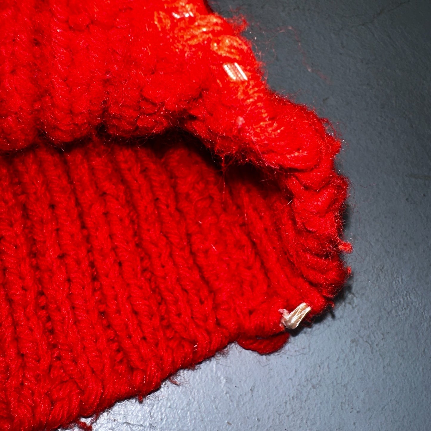 VTG Red Vest Knitted Sleeveless Sweater Pullover Handmade Knit 70s 1970s