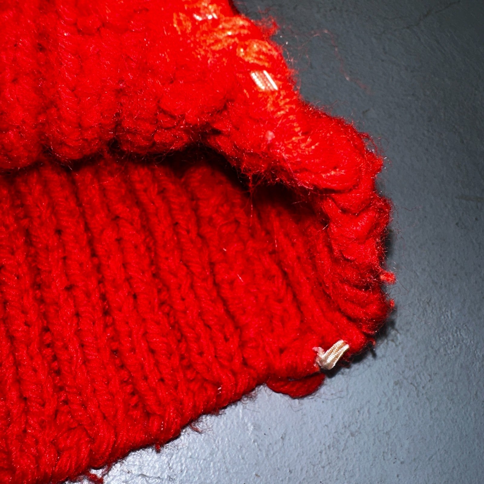 VTG Red Vest Knitted Sleeveless Sweater Pullover Handmade Knit 70s 1970s