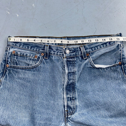 Levis 501 Vintage 90s USA XX Straight Leg Jeans Blue Light Wash 35x34 Act 33x31