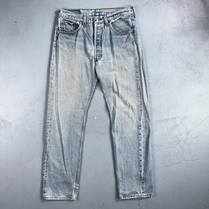 Levis 501 Vintage 90s Mexico Straight Leg Jeans 33x34 Y2K Light Wash Act 30x29
