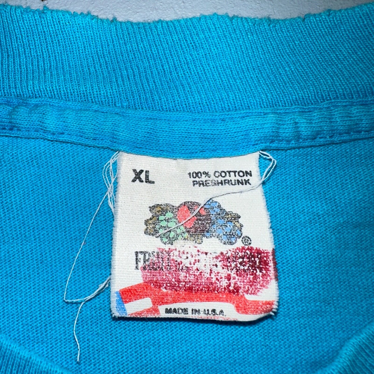 Fruit Of The Loom 90s VTG T Shirt Blank Lot Blue XL Cool Used Single Stitch Worn