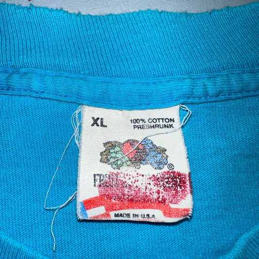 Fruit Of The Loom 90s VTG T Shirt Blank Lot Blue XL Cool Used Single Stitch Worn
