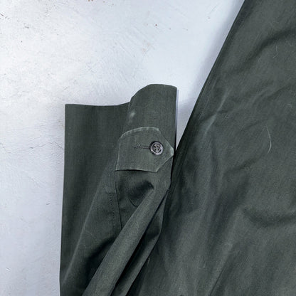 Aqaron Rain Trench Coat Mens 38 Short Green Long Sleeve Button Long Jacket