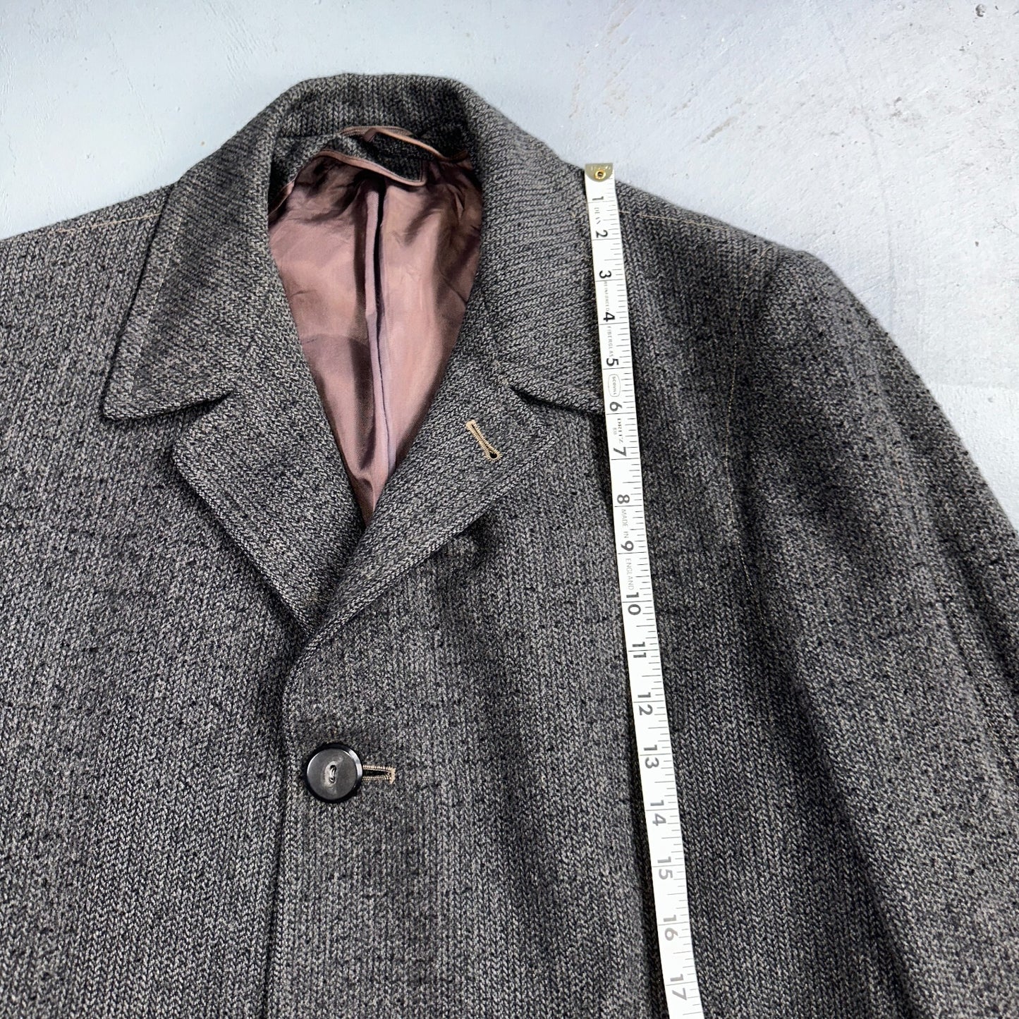 Vintage Barton Hall Coat Mens Gray Tweed Shabby Chic Wool 50s Union Made 1950s