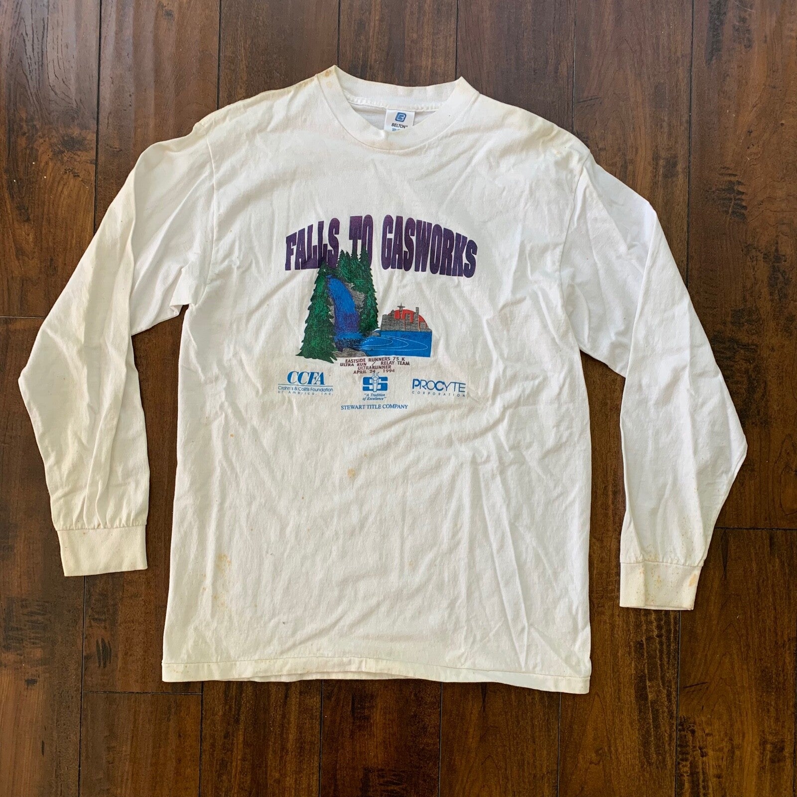 Falls To Gasworks Vintage T Shirt Nike West Coast 1994 90s Running Hills Cool 