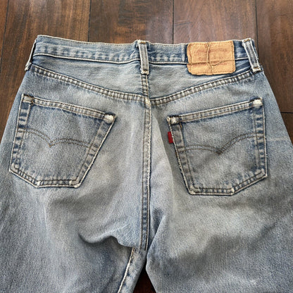 Levis Vintage 80s Redline Selvedge USA 501 Light Wash Jeans 70s 31x36 Act 28x31
