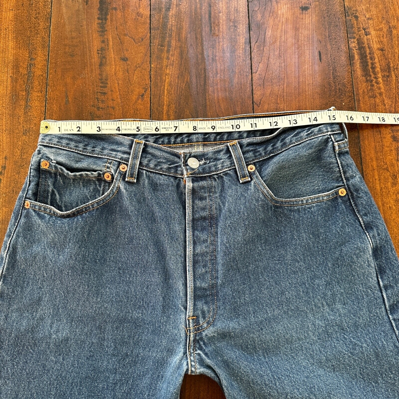 VTG Levis 501 XX Button Fly 90s USA Jeans Denim Straight Capri 34x30 Act 30x24