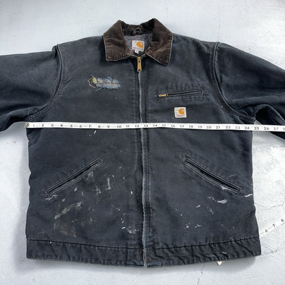 Carhartt VTG Jacket Mens L Tall Black Detroit J001 Blanket Lined USA J97 BLK