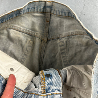 Levis 501 Vintage 80s USA XX Straight Leg Jeans Blue Light Wash Torn Act 32x33