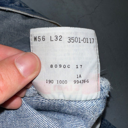 Levis 501 Vintage 90s Mex XX Straight Leg Jeans Blue Light Wash 56x32 Act 50x28