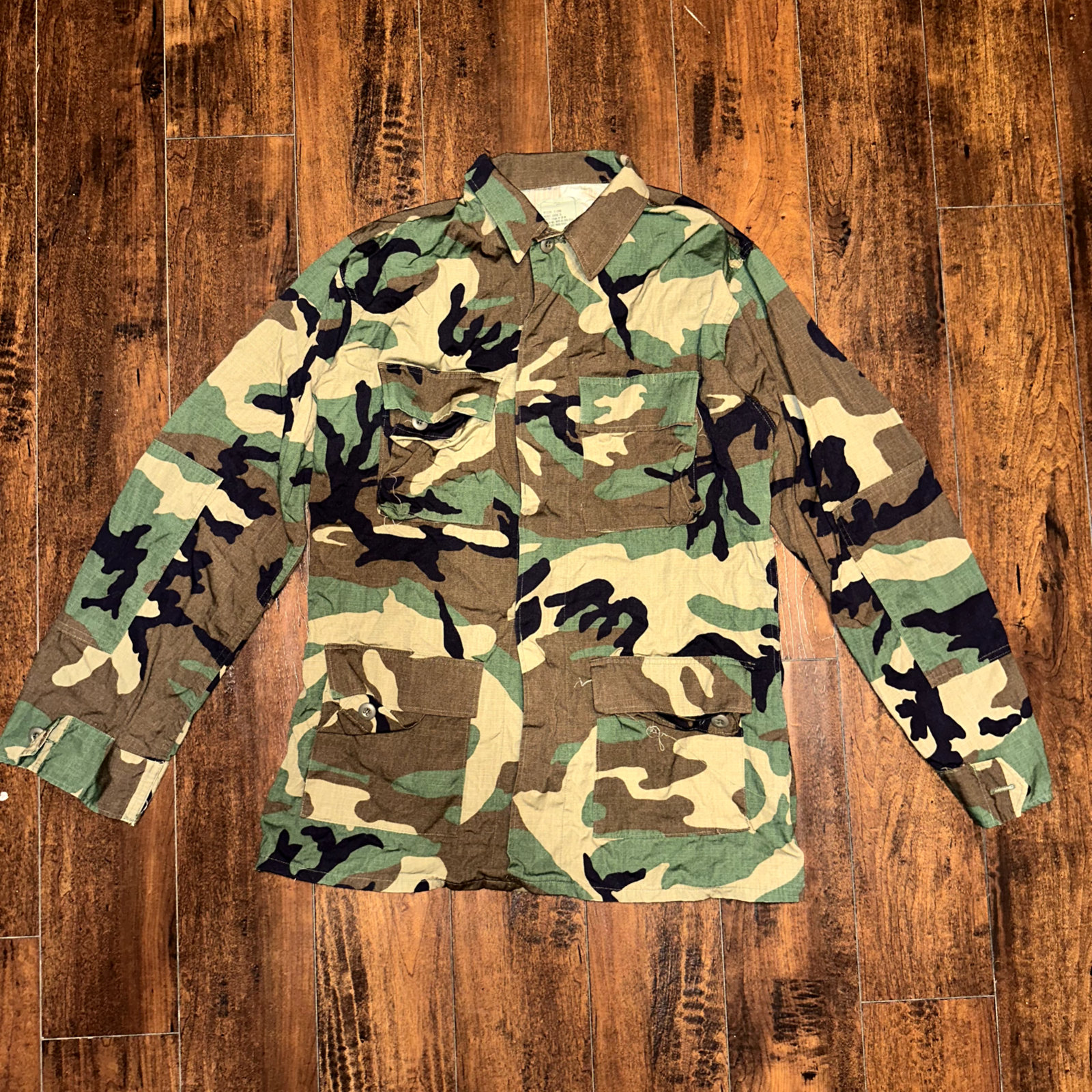 US Military Woodland Camo 90s Field Jacket Coat Cold Weather M X Long 1993 Sum