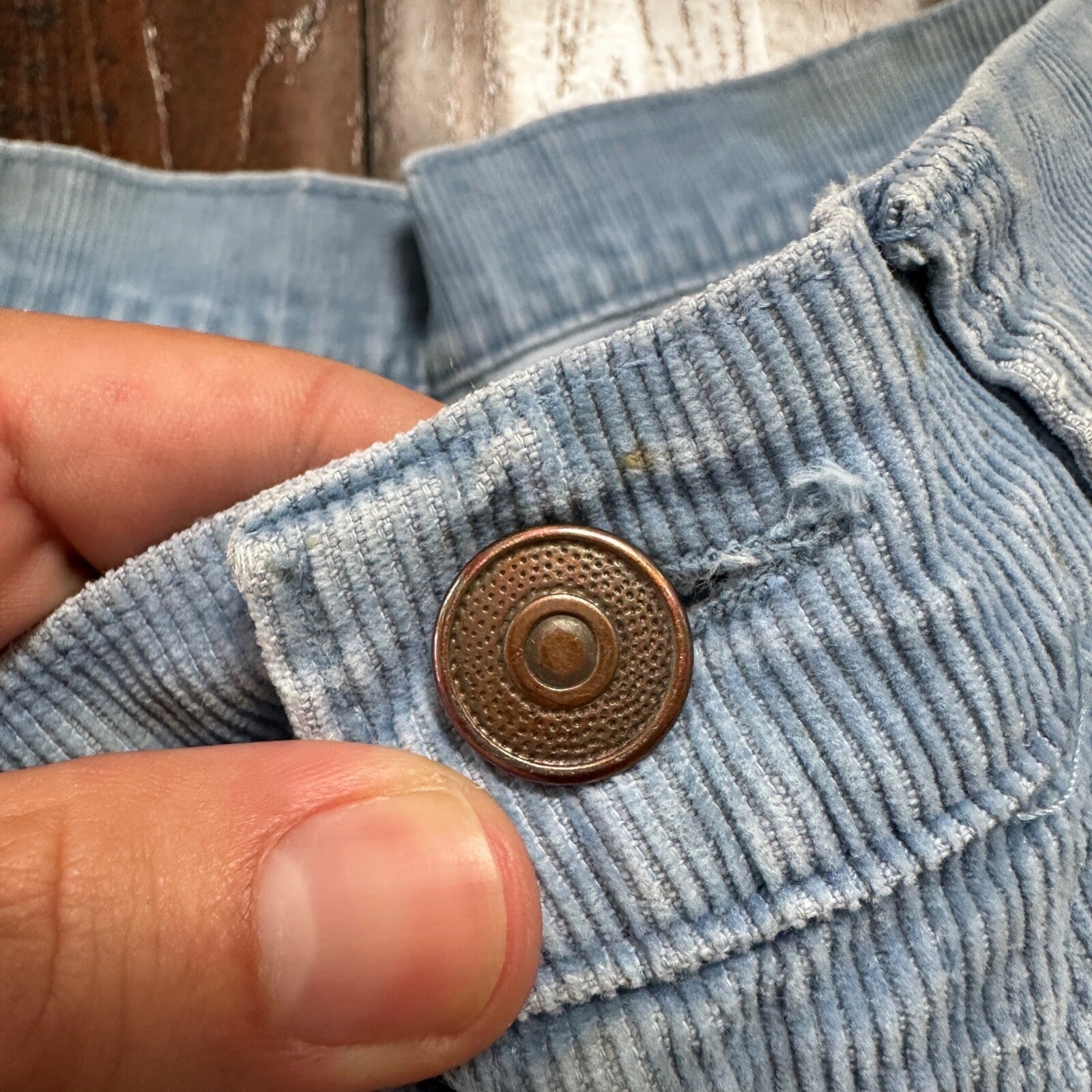 VTG 684 Corduroy Pants Bell Bottom USA 32x27 Boot Cut 1970s 70s Blue Talon