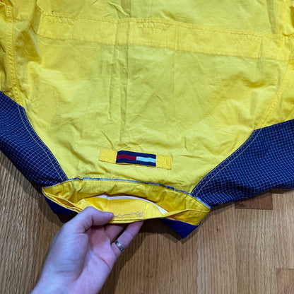 VTG 90s Tommy Hilfiger Yellow Lightweight Full Zip Rain Wind Jacket Sailing Boat