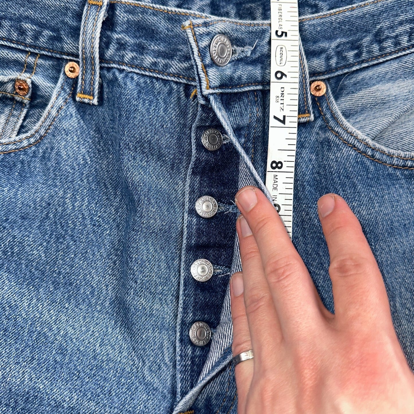 Levis 501 Vintage 90s USA XX Straight Leg Jeans Blue Light Wash 34x36 Act 32x30