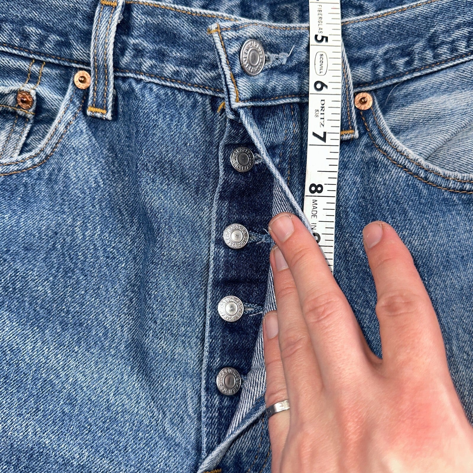 Levis 501 Vintage 90s USA XX Straight Leg Jeans Blue Light Wash 34x36 Act 32x30