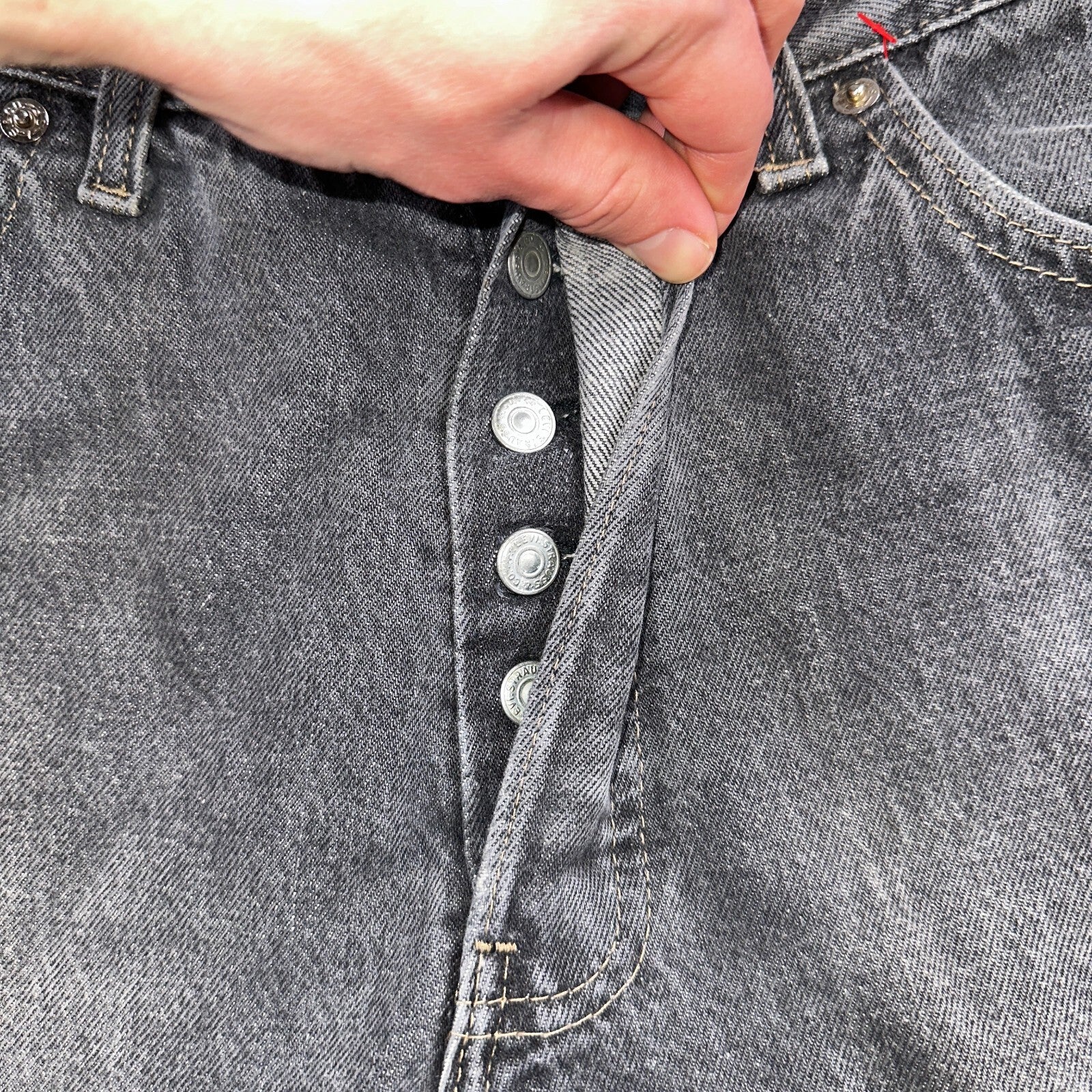 Levis 501 Vintage 80s USA XX Straight Leg Jeans Womens Faded Grey Wash Act 26x31