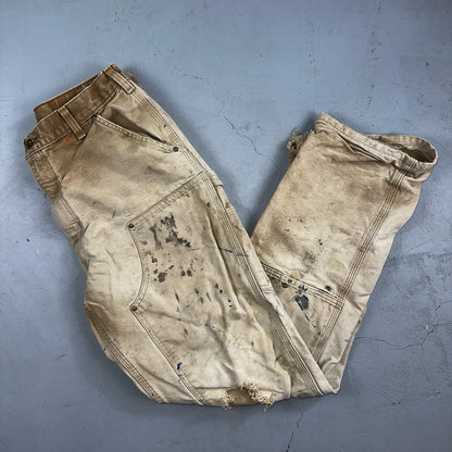 Carhartt VTG Double Knee Carpenter Pants USA B01 Brown Thrashed 34x34 Act 32x32