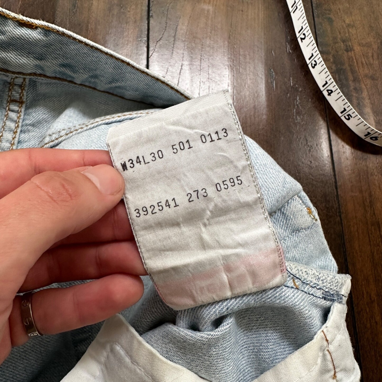 VTG 90s Levis 501 Button Fly 34x30 UK Tag Jeans Light Wash Blue XX Act 32x27