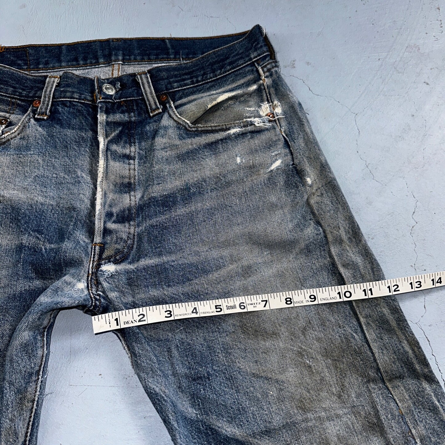 Levis 501 Vintage 80s Redline Selvedge USA XX Jeans Light Wash 34x34 Act 31x30