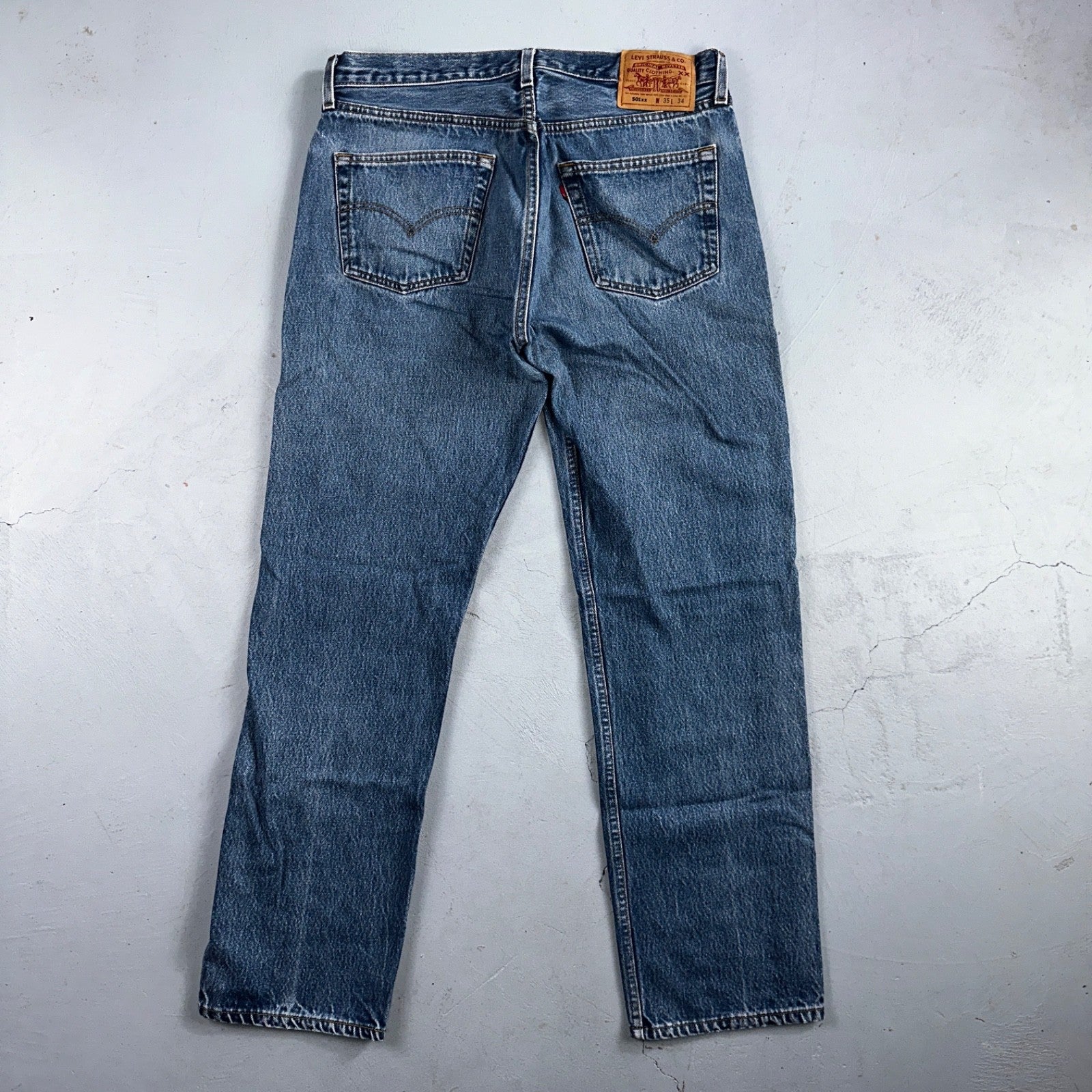 Levis 501 Vintage 90s USA XX Straight Leg Jeans Blue Light Wash 35x34 Act 33x30