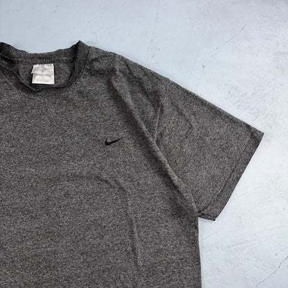 Nike Y2K Silver Tag Medium VTG T Shirt Side Center Swoosh Simple Heather Gray