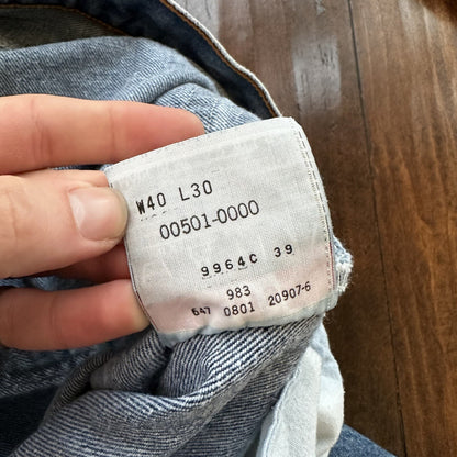 Vintage Y2K 90s Levis 501 XX Button Fly Light Wash 40x30 Jeans Act 36x26