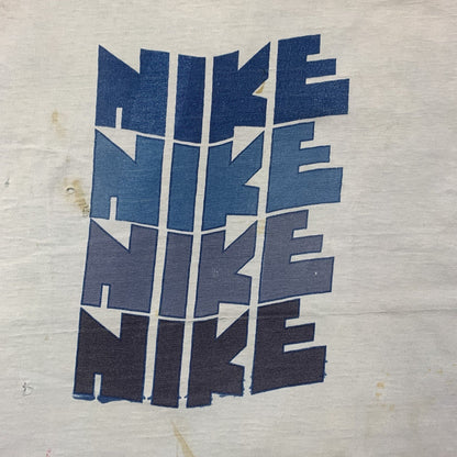 Nike Vintage T Shirt Mens L Quad Block Print Thrashed 70s Original Distressed