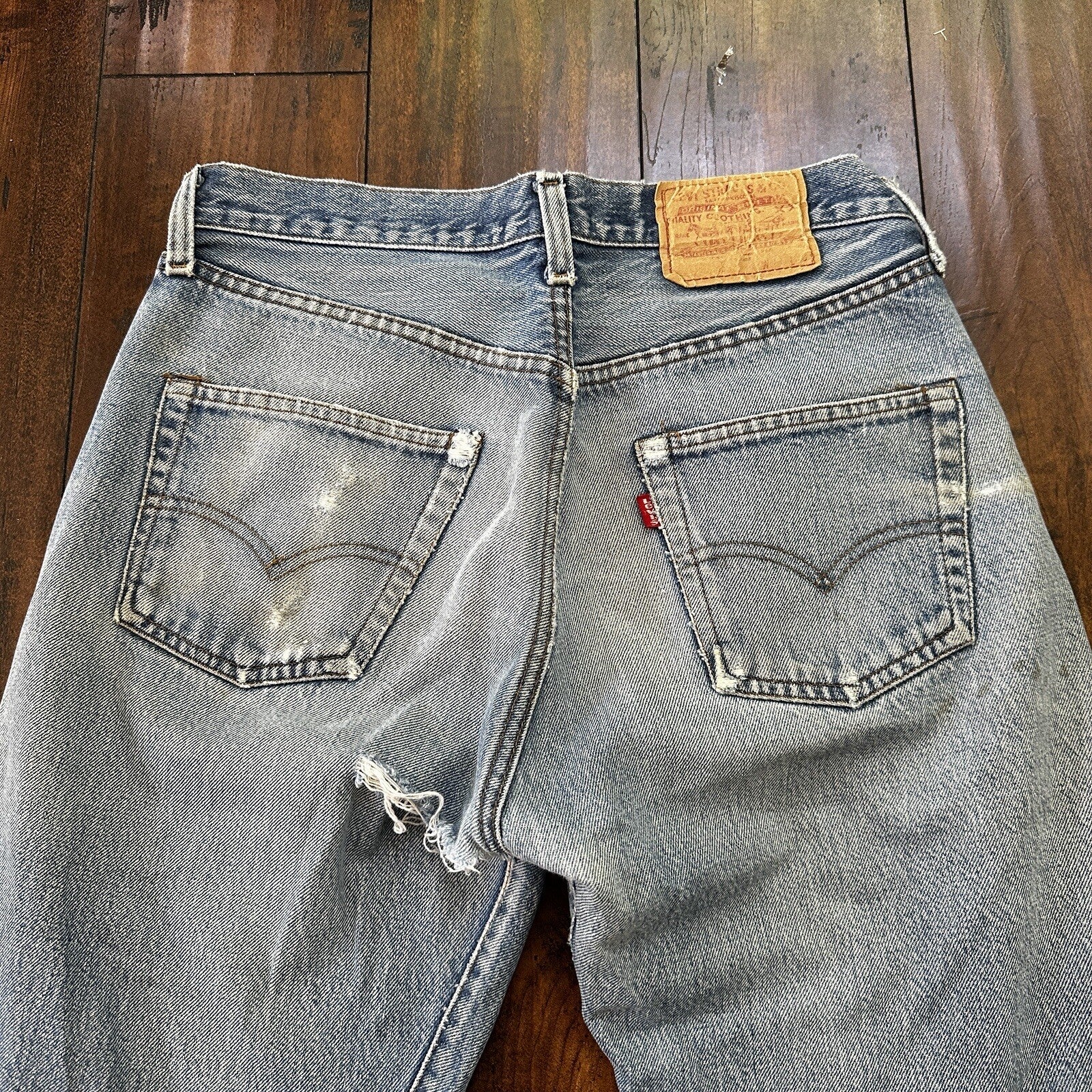 Levis Vintage 80s Redline Selvedge USA 501 XX Jeans Light Wash 31x33 Act 28x29