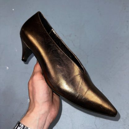 Jeffrey Campbell Women’s 10 Prima Gold Mary Jane Ballet Small Heel Cute