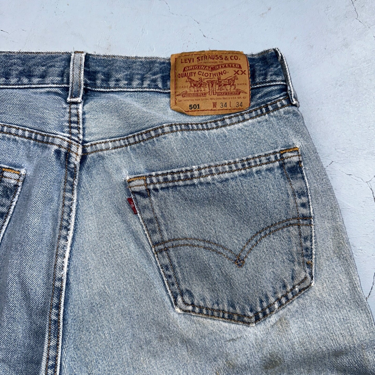 Levis 501 Vintage 90s USA XX Straight Leg Jeans 34x34 Blue Light Wash Act 31x32