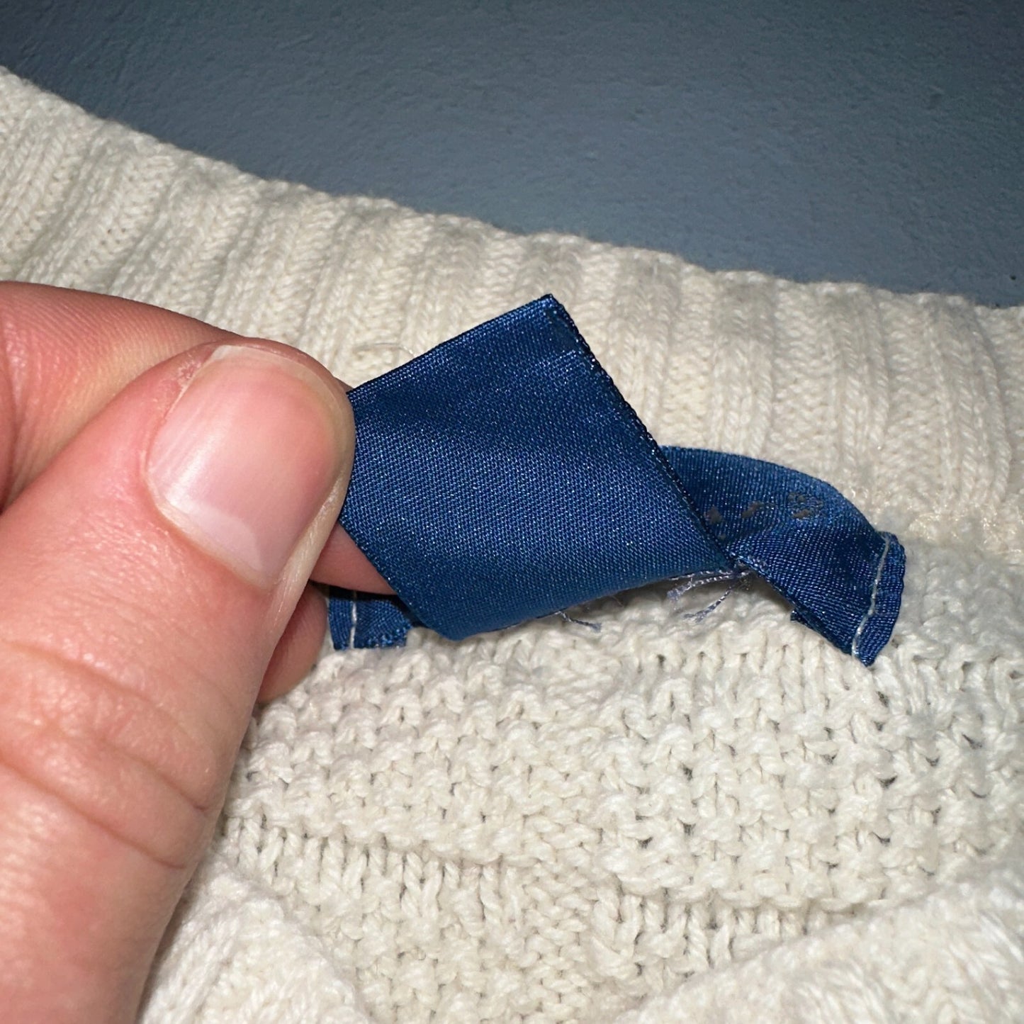 Towncraft VTG 80s 100% Cotton Made In USA Ivory Square Knit Sweater Sz L