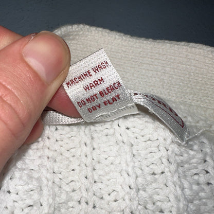 John Ashford USA VTG Sweater Mens Large Cardigan Button Front White Grandpa Core